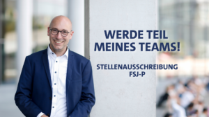 Ruppert Stüwe im Bundestag, dazu der Text "Werde Teil meines Teams - Stellenausschreibung FSJ-P"